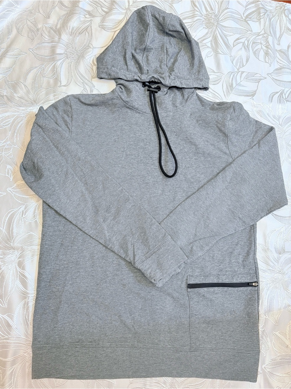 Tristan Light Gray Hooded Pullover with Zip Pocket - Men's Medium